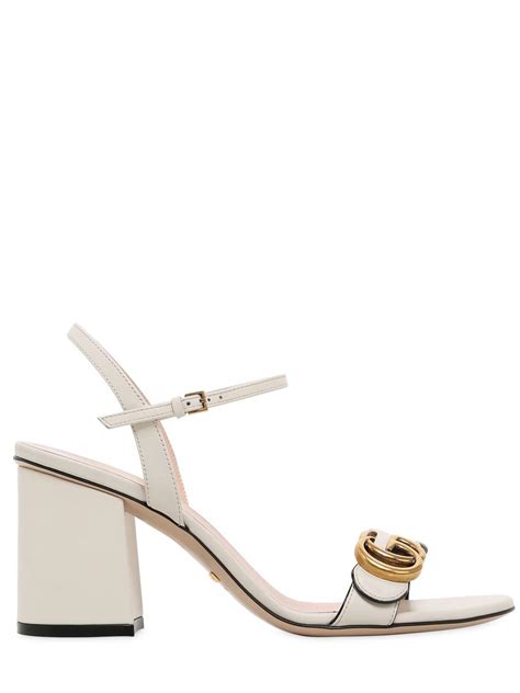 gucci marmont t strap sandal white|Gucci Marmont flat leather sandals.